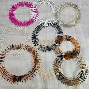 Vintage Style Circular Stretch Comb Headband Lot Zig Zag Hair Accessories 10pc